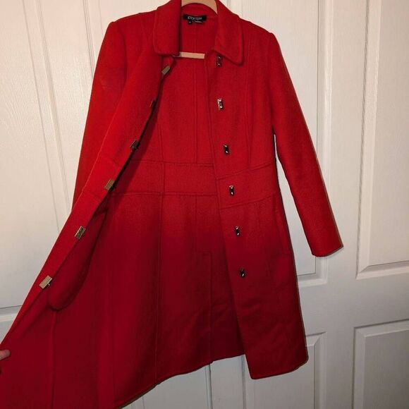 Etcetera Red Wool/Angora Women's Overcoat. Size 6 - Picture 5 of 10